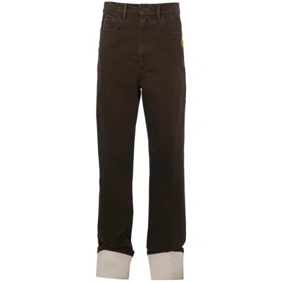 Jw Anderson Contrast Hem High Waist Straight Jeans In Blue