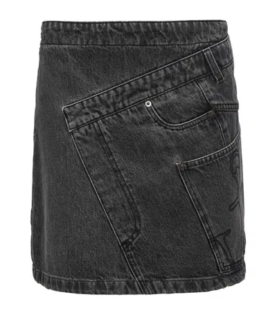 Jw Anderson Grey Twisted Denim Mini Skirt