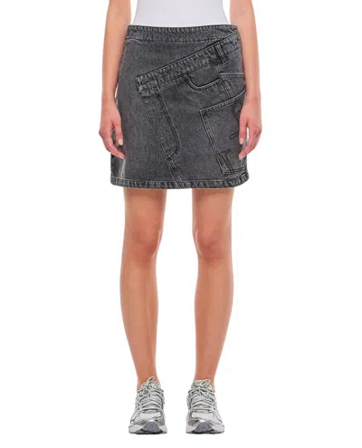 Jw Anderson J.w. Anderson Denim Twisted Skirt In Grey