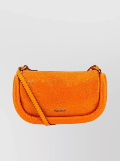 Jw Anderson Bumper-12 Leather Crossbody Bag With Crystal In Orange