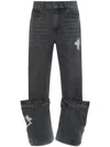 Jw Anderson Bucket Distressed Mid-rise Wide-leg Jeans In Grey