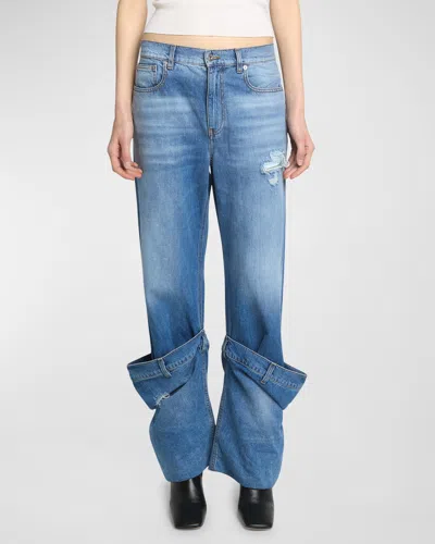 Jw Anderson Distressed Bucket Jeans In Light Blue