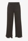 Jw Anderson Straight-leg Trousers With Distressed Effect And Check Print In Gray