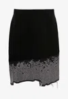 Jw Anderson Distressed Crystal-embellished Skirt In Black