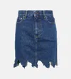 Jw Anderson Lasercut Frayed-hem Denim Skirt In Blue