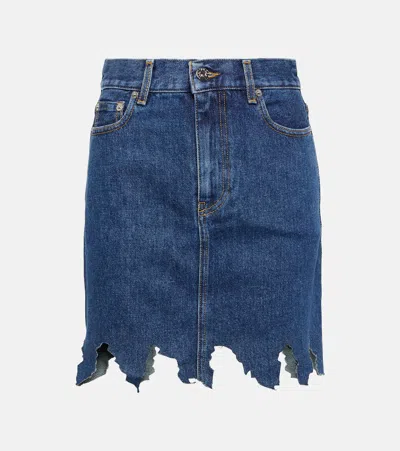 Jw Anderson Distressed Denim Miniskirt In Blue