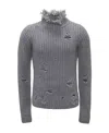 Jw Anderson Distressed-effect Merino-wool Jumper In Gray