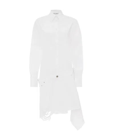 Jw Anderson Distressed-finish Asymmetric Shirtdress In White