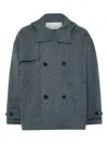 Jw Anderson Double-breasted Hooded Jacket In Blue