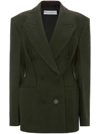 Jw Anderson J.w. Anderson Double-breasted Hourglass Blazer In Olive