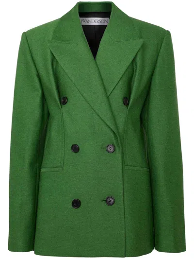 Jw Anderson Tailored Viscose Double Breast Blazer In Green