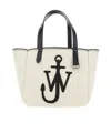 Jw Anderson White Shopper With Jw Logo On The Front In Canvas And Leather Woman In White