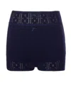 Jw Anderson Navy Blue Double-layer Pointelle Shorts In Black