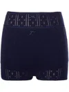 Jw Anderson Navy Blue Double-layer Pointelle Shorts In Blue