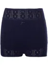 Jw Anderson Navy Blue Double-layer Pointelle Shorts In Navy