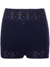 Jw Anderson Navy Blue Double-layer Pointelle Shorts In Navy