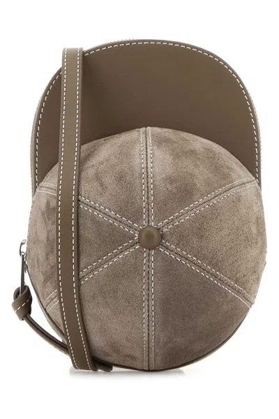 JW ANDERSON DOVE GREY SUEDE MEDIUM CAP CROSSBODY BAG