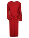 Jw Anderson Draped Asymmetric Wool-blend Dress In Bright Red