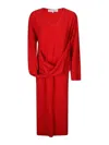 Jw Anderson Draped Asymmetric Wool-blend Dress In Multicolour