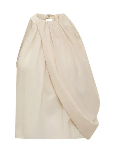 Jw Anderson Drape Halter Top In Ivory