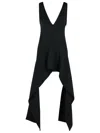 Jw Anderson J. W. Anderson V Neck Draped Hem Mini Dress In Black