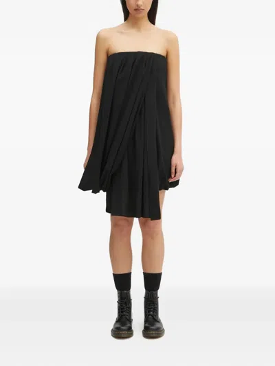 Jw Anderson Draped Bustier Strapless Dress In Black