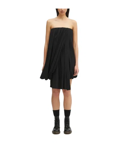Jw Anderson Draped Bustier Strapless Dress In Black