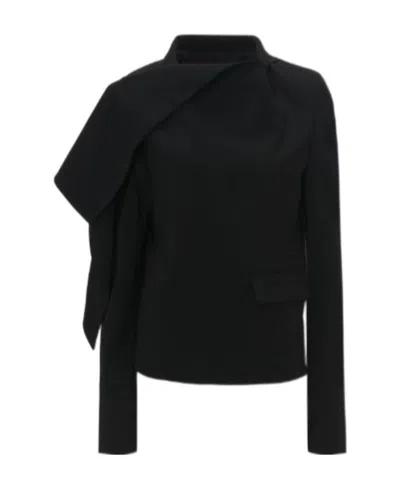 Jw Anderson Draped-detail Virgin Wool Jacket In Black