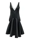 Jw Anderson Draped Hem V Neck Dress In Black