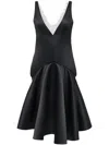 Jw Anderson Draped Hem V Neck Dress In Black