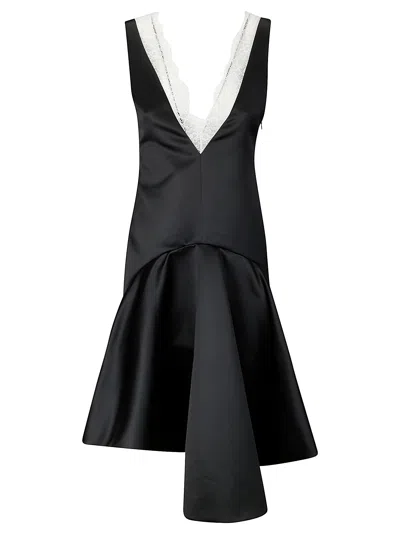 JW ANDERSON DRAPED HEM V NECK DRESS