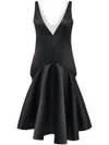 Jw Anderson Draped Hem V Neck Dress In Black