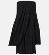 Jw Anderson Draped Off-shoulder Wool-blend Bustier Dress In Black