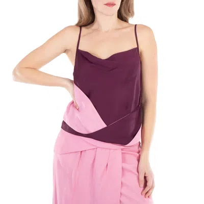 Jw Anderson Draped Satin Sleeveless Tank Top, Brand Size 8 ( Us Size 4 ) In Purple