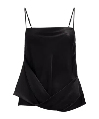 Jw Anderson Draped Satin Tank Top In Black  