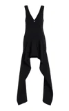 Jw Anderson J. W. Anderson V Neck Draped Hem Mini Dress In Black