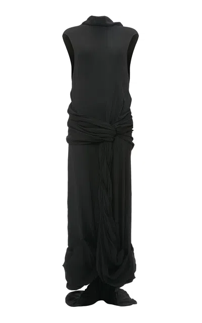 Jw Anderson Twisted Sheer Dress In Black