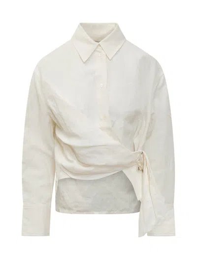 Jw Anderson J.w. Anderson Draped Twisted Shirt In Weiss