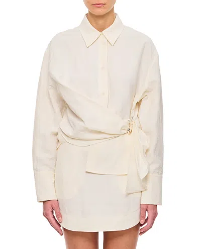 Jw Anderson J.w. Anderson Draped Twisted Shirt In Weiss