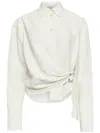 Jw Anderson Ivory Draped Twisted Shirt In Off White