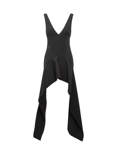 Jw Anderson Draped V-neck Dress In Black