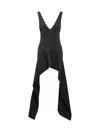 Jw Anderson J. W. Anderson V Neck Draped Hem Mini Dress In Black