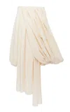 Jw Anderson Draped Wool Crepe Midi Dress In Neutrals
