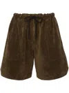 Jw Anderson Suede Drawstring Shorts In Green