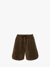 Jw Anderson Suede Drawstring Shorts In Green