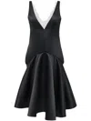 Jw Anderson Draped Hem V Neck Dress In Black