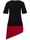 Jw Anderson Black Crew-neck Asymmetric Minidress In Black/red