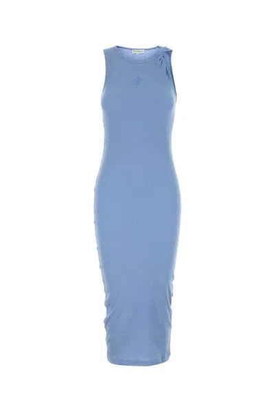Jw Anderson Anchor Embroidered Body-con Twisted Strap Midi Dress In 830 Sky Blue