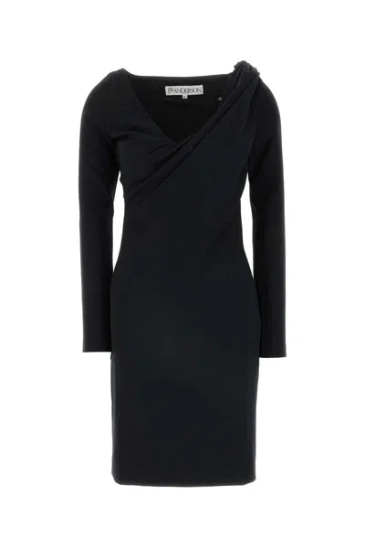 Jw Anderson J. W. Anderson Black Long Sleeves Dress In Nero Neri E Grigi