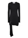 Jw Anderson J. W. Anderson Draped Black Dress With Side Knot In Black